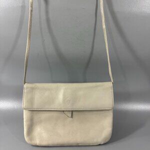 Vintage Medici Light Gray Leather Slim Crossbody Bag